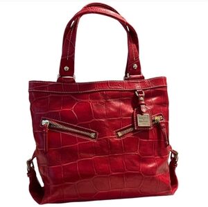 Dooney & Bourke Cinzia Red Crocodile Embossed Leather Shoulder Bag J8955175.